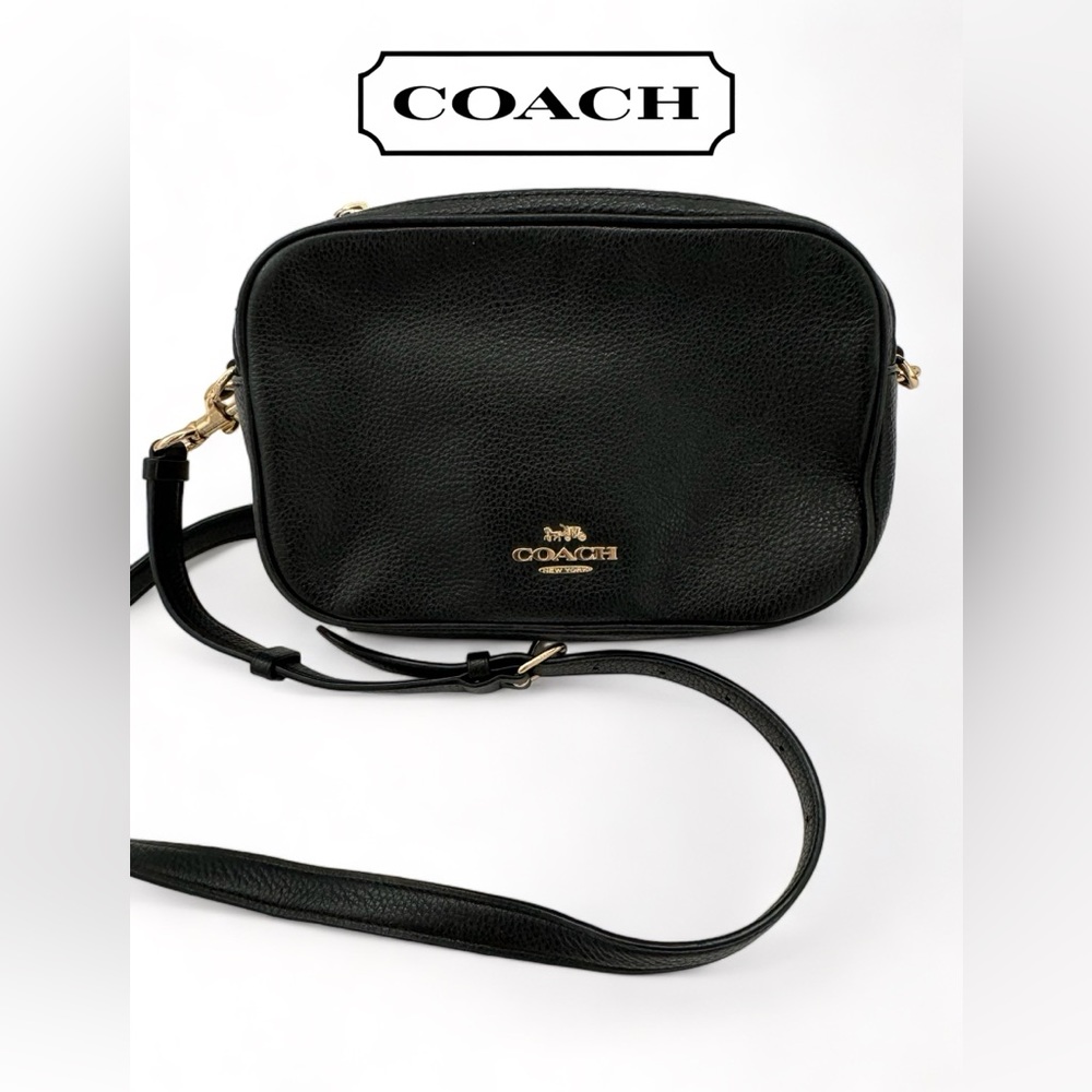 COACH Black leather camera style crossbody preloved